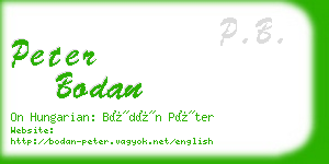 peter bodan business card